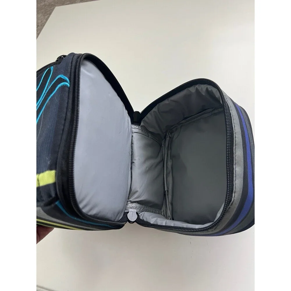 Kids Hurley Skate Black Striped 2 Pouch Insulated School Work Lunch Bag Tote - Picture 8 of 8